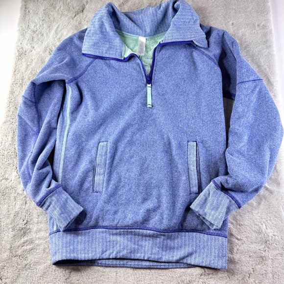 Lululemon Ivivva Pullover Sweatshirt Girls 14 Shiver Stopper Blue Fleece Lined Shirts Tops